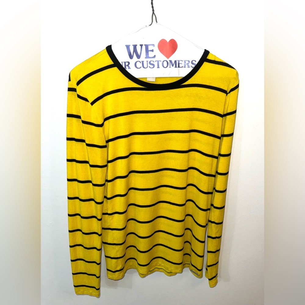 Michael Kors women’s Yellow and  Black Striped long sleeve top Size medium